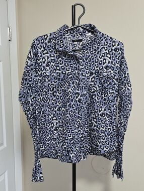 BDG Blue Leopard Print Button-Down Shirt